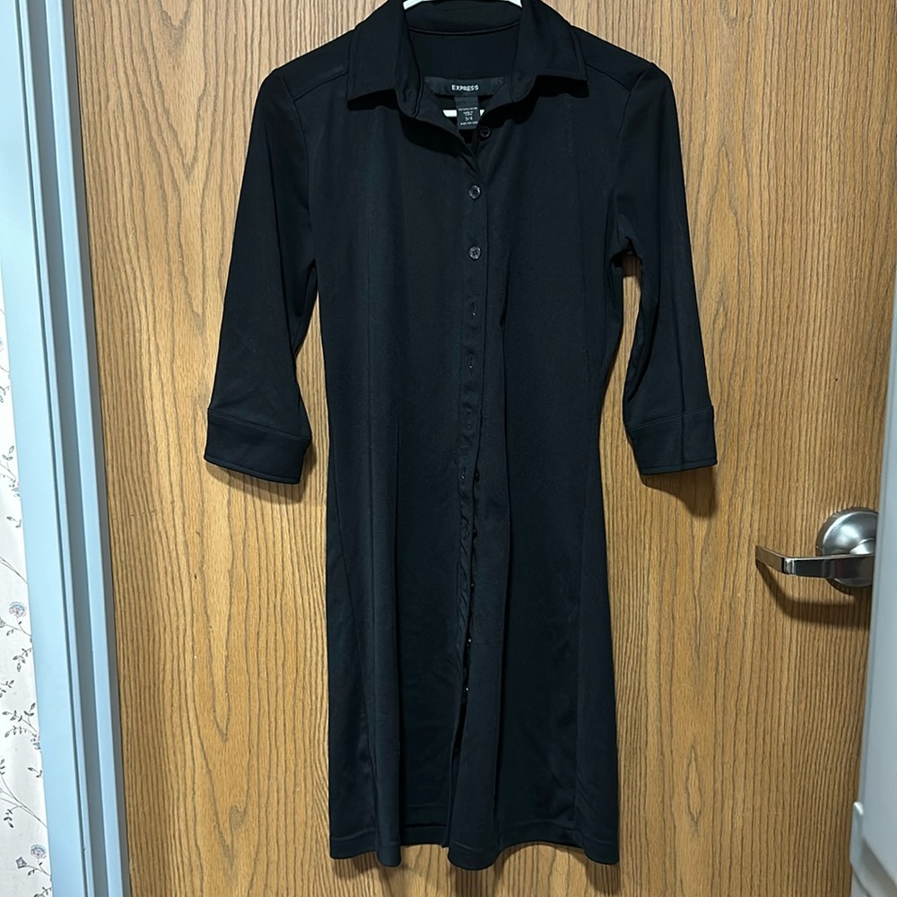 Straight midi, 3/4 sleeve, button up dress